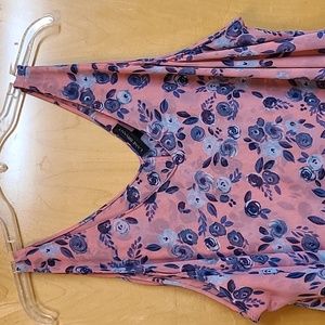 Pink and Blue Floral Sleeveless Top